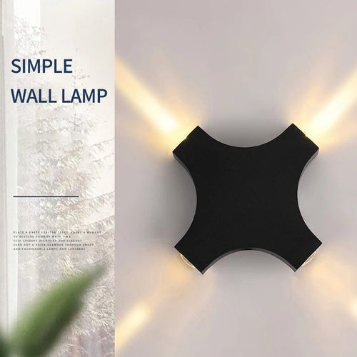 Moderne Simple 12W croix étoile lumière extérieure étanche applique murale LED décor porte d'entrée appliques jardin porche applique murale IP65