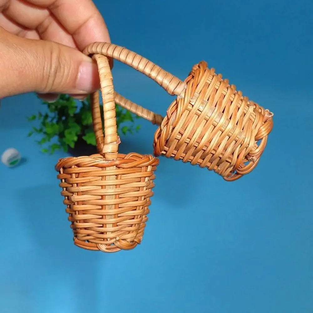 mini paniers tressés pour fleurs avec poignée décorations de fête et mariage - vue 3 sur 13