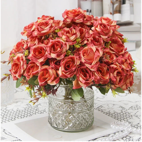 bouquet de roses décoratives en soie parfum de miel pour décoration intérieure - vue 5 sur 12