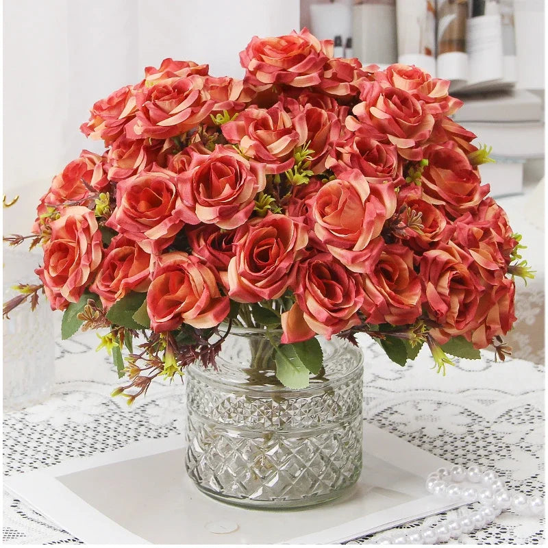 bouquet de roses décoratives en soie parfum de miel pour décoration intérieure - vue 4 sur 12