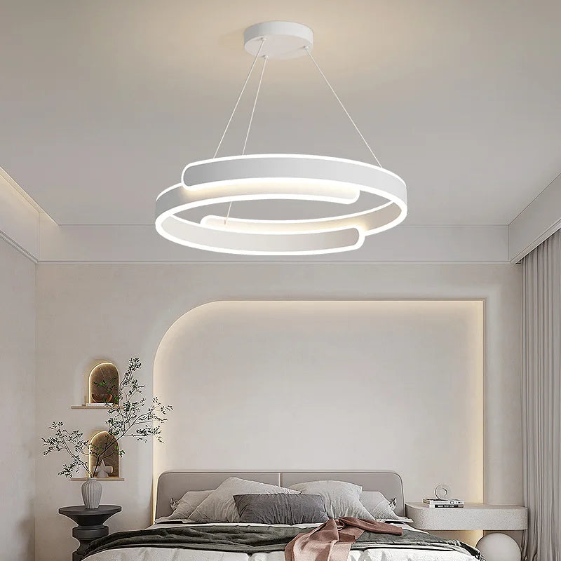 Lustre Noir Blanc Moderne LED Pour Salon Salle à manger Cuisine Éclairage Intérieur Décor À La Maison - vue 3 sur 10