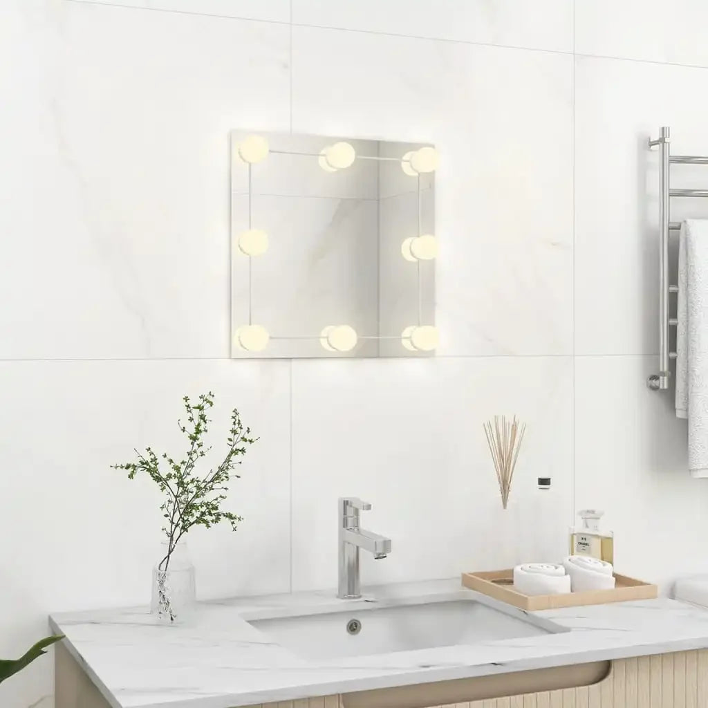 miroir mural carré avec lumières led pour décoration intérieure - vue 6 sur 7