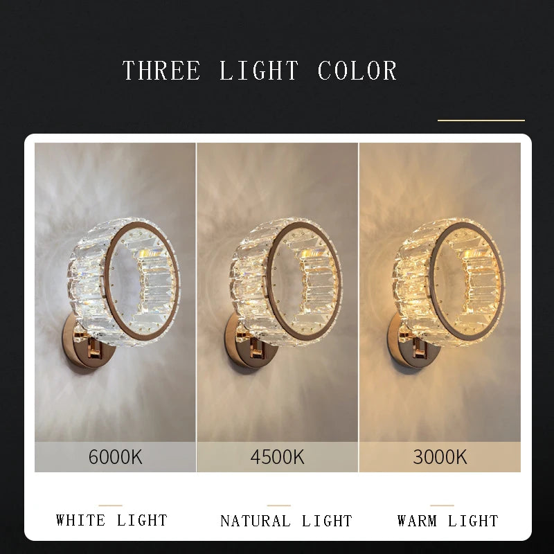 applique murale led moderne en cristal de luxe - vue 6 sur 8