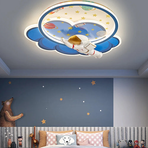 lustre astronaute forme nuage led variateur télécommande protection yeux - vue 2 sur 11