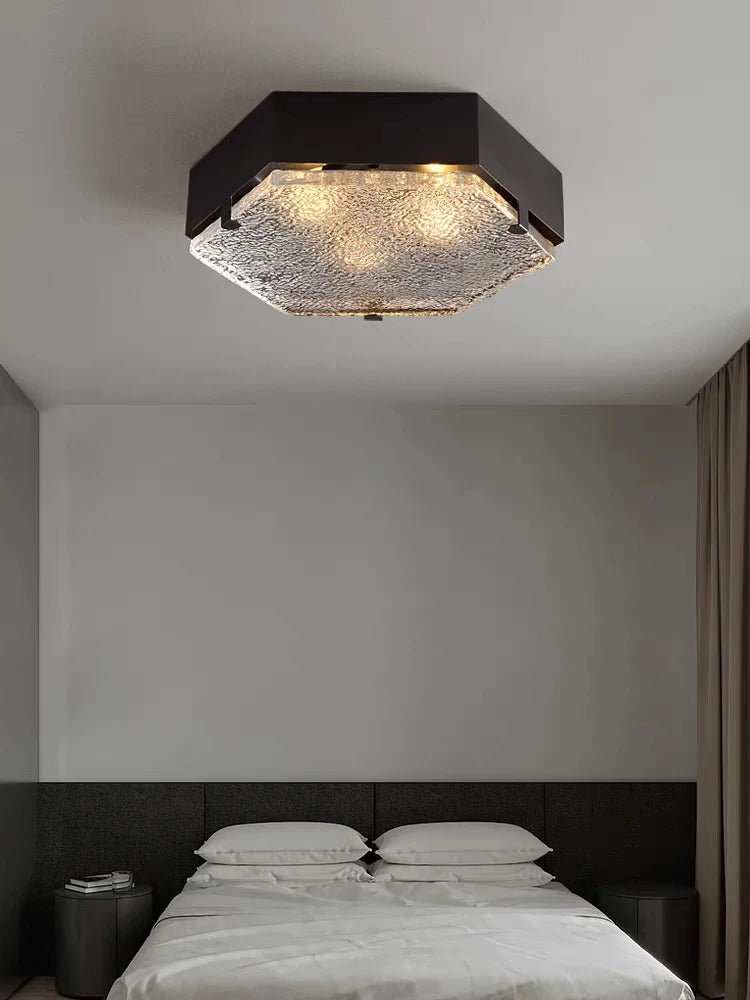 plafonnier en cuivre luxe design en verre ondulé pour intérieur moderne - vue 4 sur 7