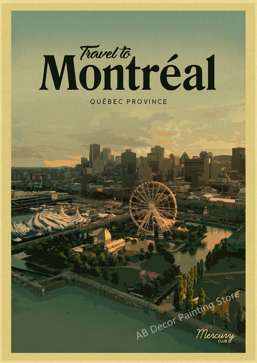 affiche rétro de voyage pour passionnés de tourisme