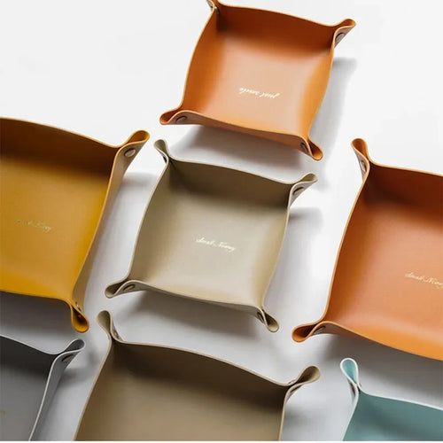 Vide-poche organisateur pliable en cuir pour bureau bijoux et cosmétiques - vue 3 sur 19