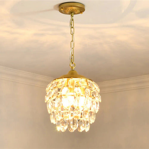 lustre moderne en cristal doré pour intérieur lumineux - vue 2 sur 16