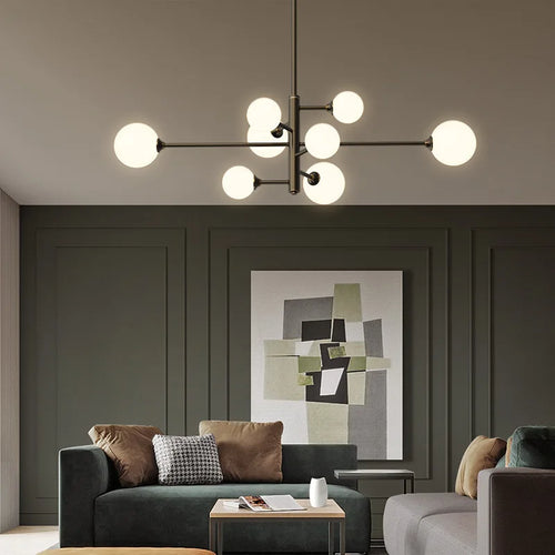 lustre scandinave 6 ou 8 lumières led design moderne - vue 2 sur 10