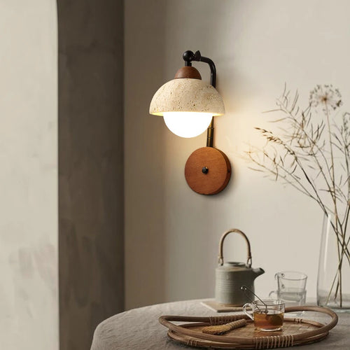Applique murale led moderne en travertin demi-cercle ambiance simple - vue 2 sur 6