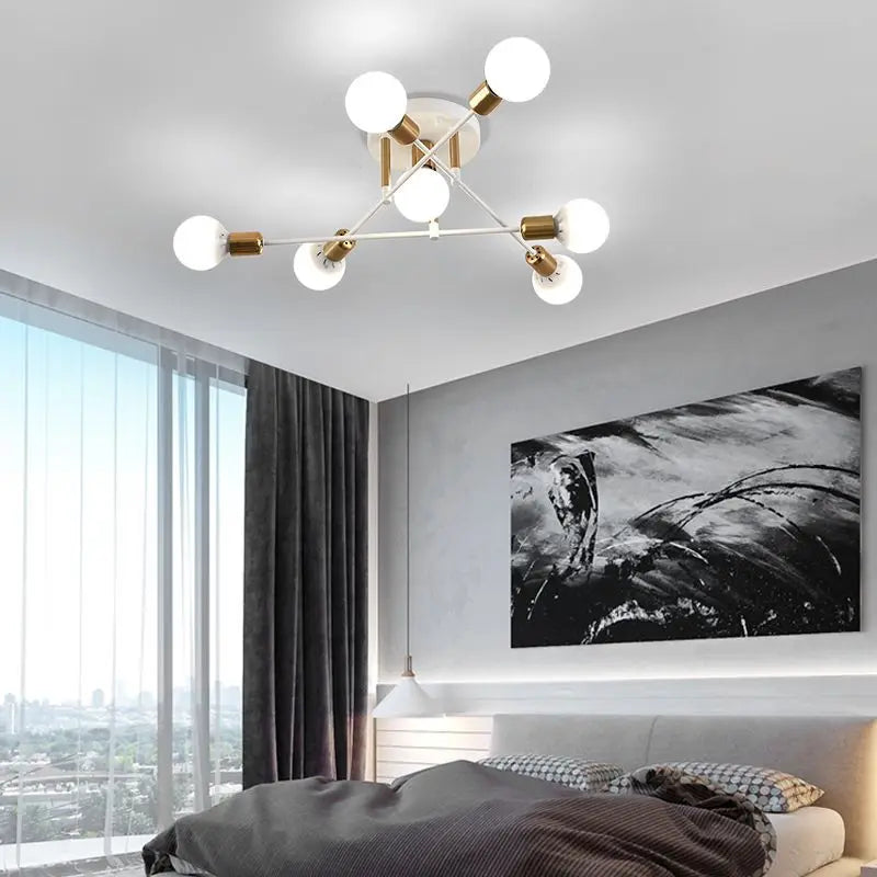 Plafonnier nordique branches multi tête design moderne - vue 4 sur 12