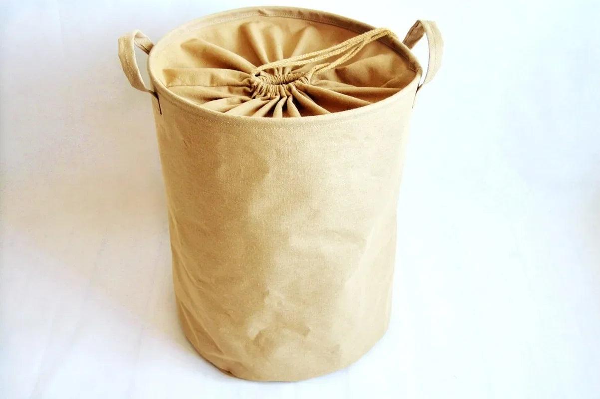 panier à linge pliable en coton et lin pour rangement - vue 8 sur 8