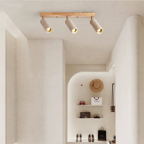 Projecteur Led 3 têtes plafonnier monté en Surface pierre bois Spot lumière longue mur Foco pour salon vestiaire magasin de vêtements - vue 5 sur 7