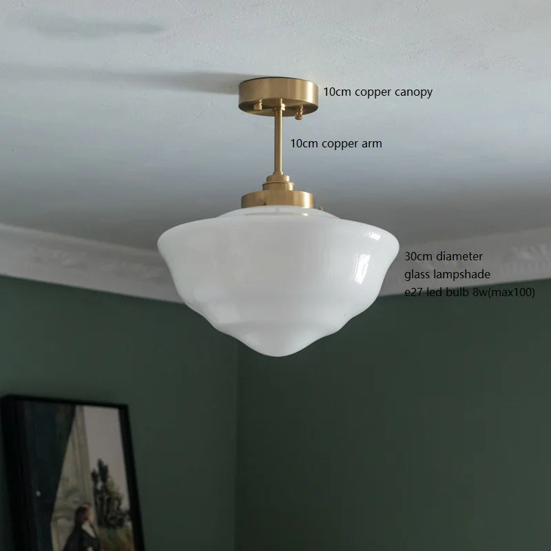 suspension led en verre avec prise en cuivre nordique moderne - vue 5 sur 28