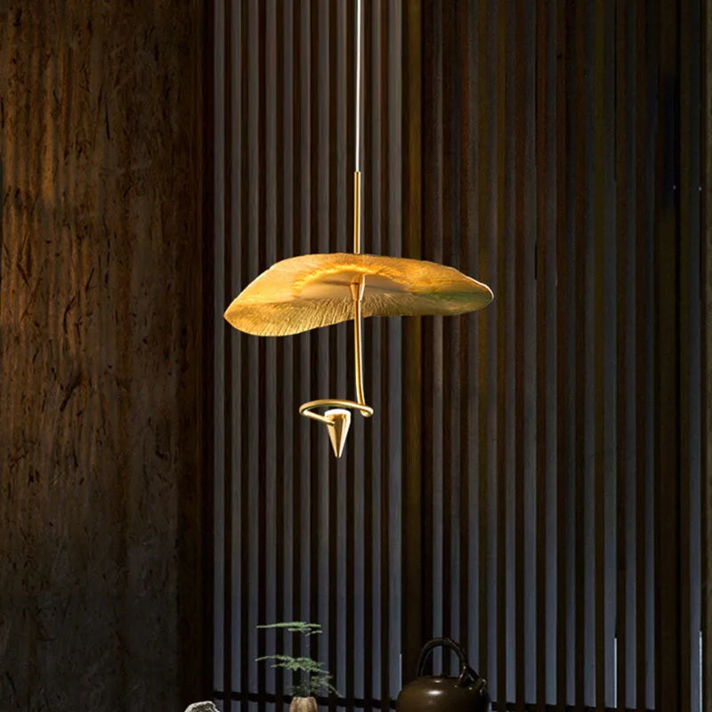 lustre led art déco en cuivre avec fil réglable - vue 3 sur 10