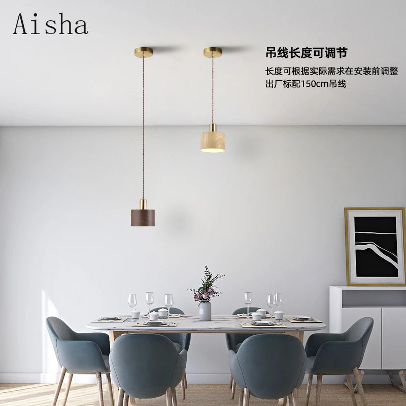 lampe de chevet japonaise wabi-sabi en fer et bois de noyer - vue 3 sur 10