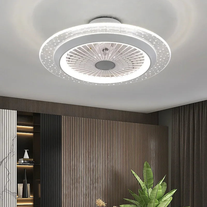 plafonnier moderne silencieux avec ventilateur et lumière télécommandé - vue 6 sur 9