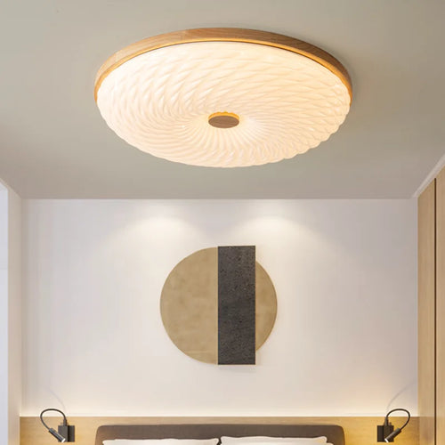 plafonnier led encastré en bois créatif nordique loft éclairage - vue 2 sur 10