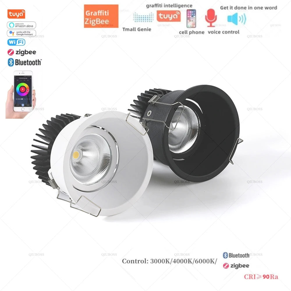 spot lumineux intelligent anti-éblouissement zigbee pour éclairage intérieur