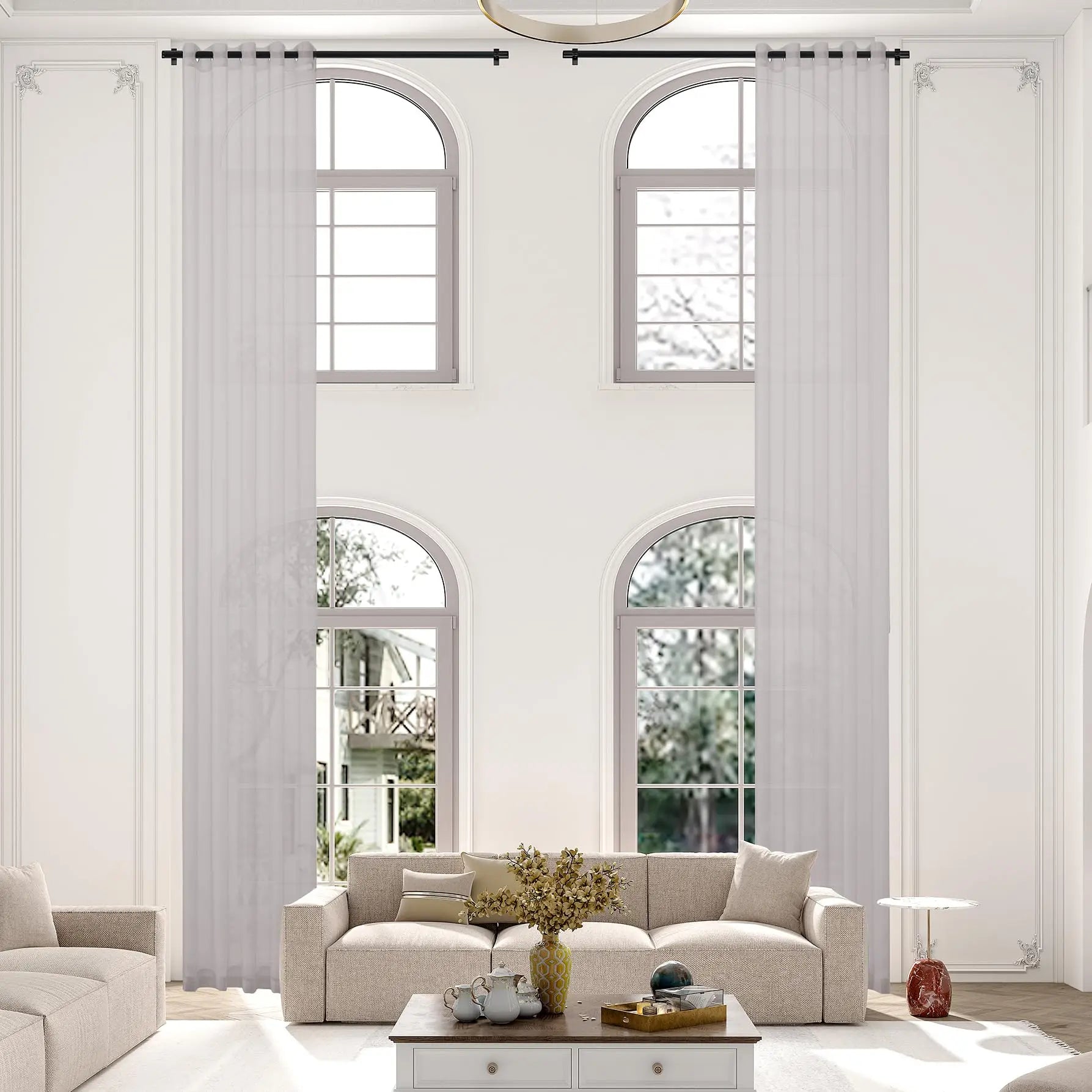 Voilage tulle extra long sur mesure hauts plafonds - vue 5 sur 10