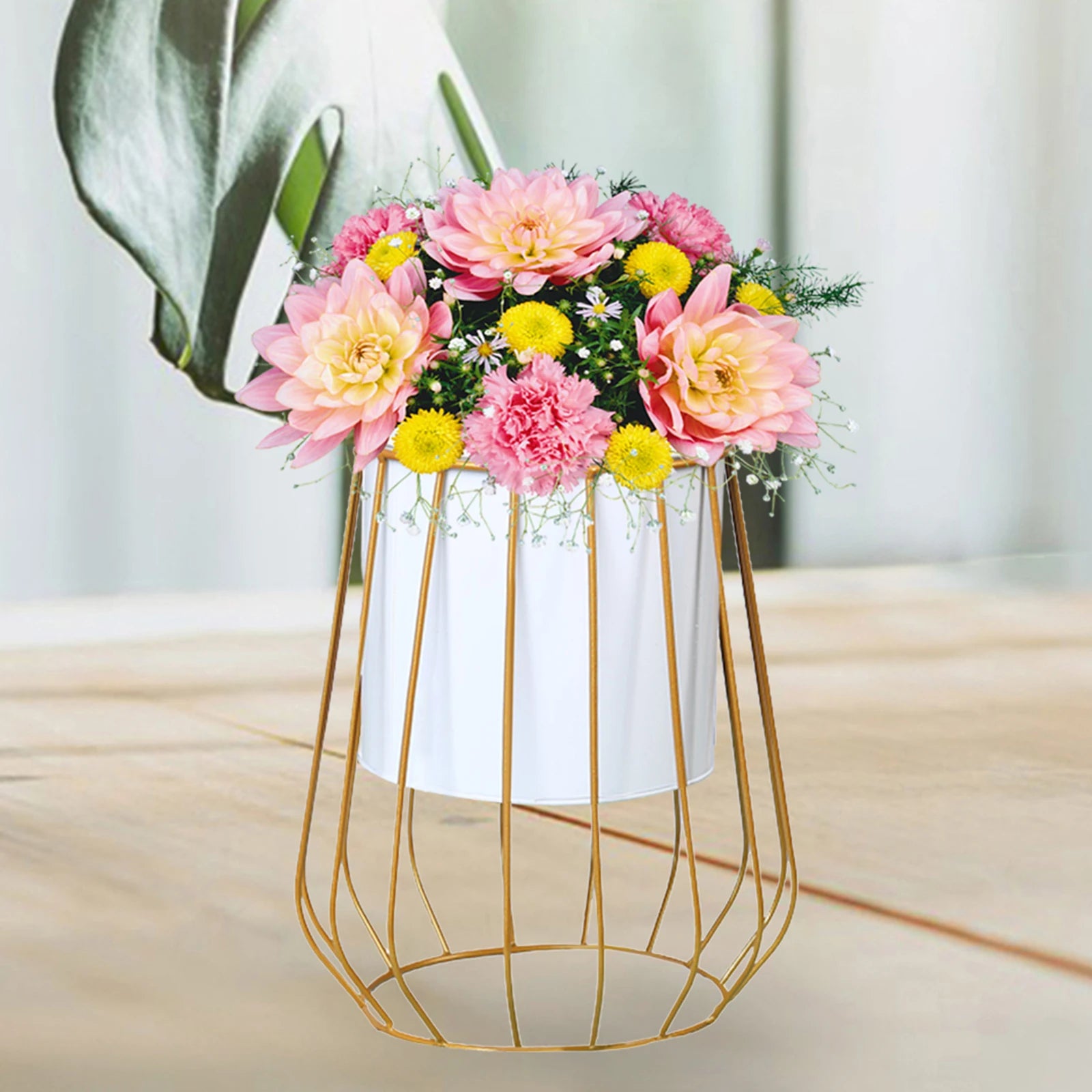 support en métal pour jardinière pot de fleurs vase antirouille - vue 2 sur 10