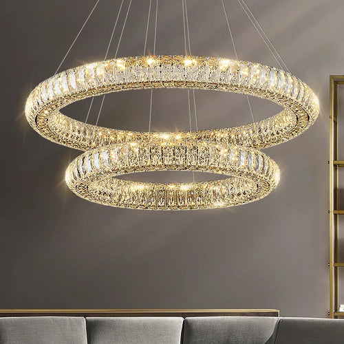 lustre en cristal transparent à led pour décoration intérieure moderne - vue 4 sur 17