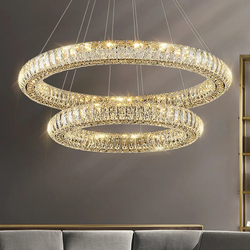 lustre en cristal transparent à led pour décoration intérieure moderne - vue 3 sur 17