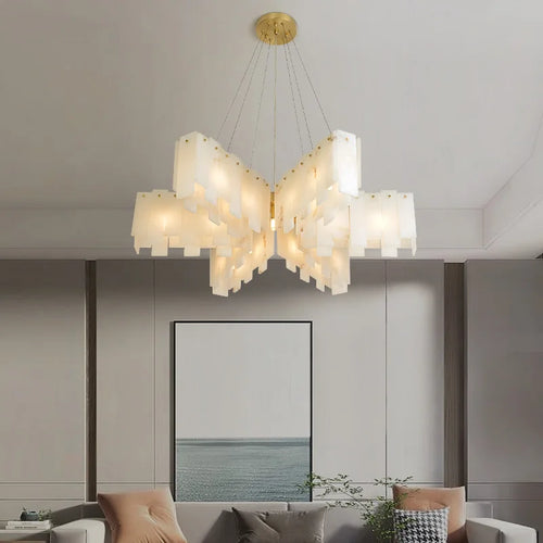 lustre design moderne en marbre naturel espagnol led - vue 2 sur 11