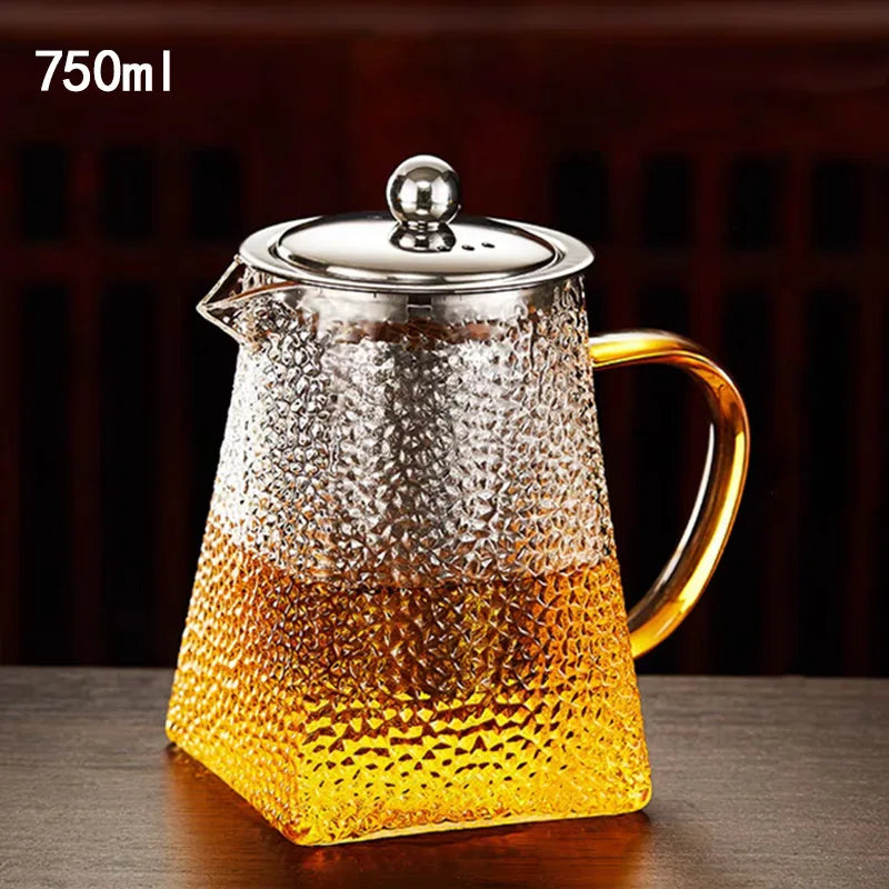 theiere verre martelee avec filtre inox resistante chaleur - vue 7 sur 7
