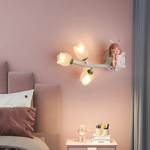 applique murale led g4 fille lapin fleur pour enfants - vue 2 sur 22