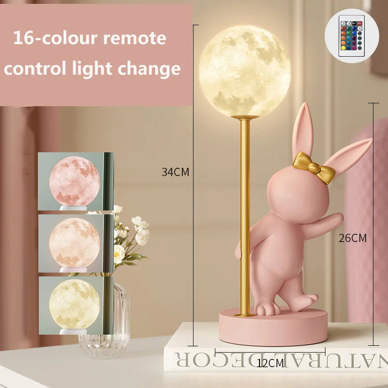 Lampe de Table en forme de lapin rose nordique - vue 11 sur 16