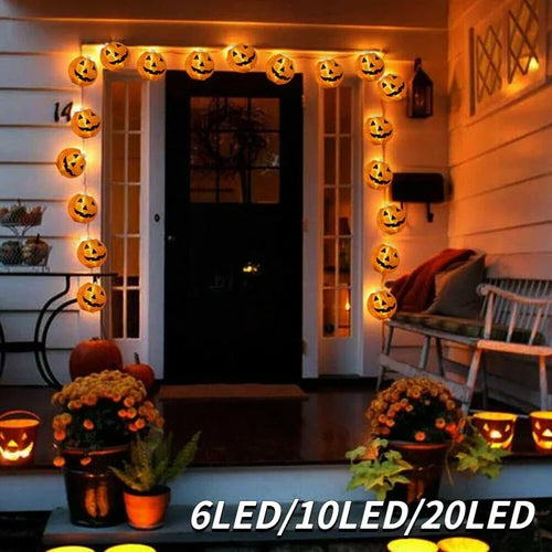 guirlande lumineuse citrouille pour décor halloween en intérieur extérieur - vue 5 sur 7