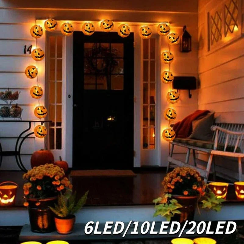guirlande lumineuse citrouille pour décor halloween en intérieur extérieur - vue 4 sur 7
