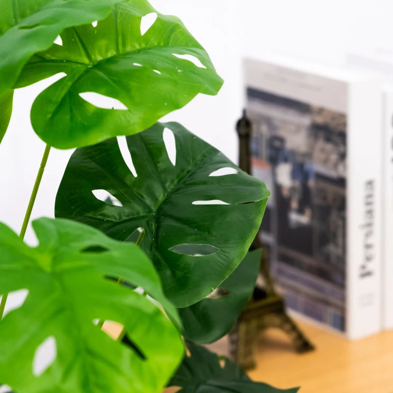 grandes plantes artificielles palmier tropical feuilles de monstera déco extérieure - vue 5 sur 7