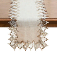 Chemin de table lin brodé style dentelle classique élégante