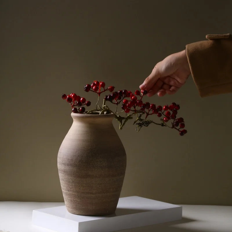 vase rétro en céramique fait main pour décoration fleurs séchées - vue 3 sur 6