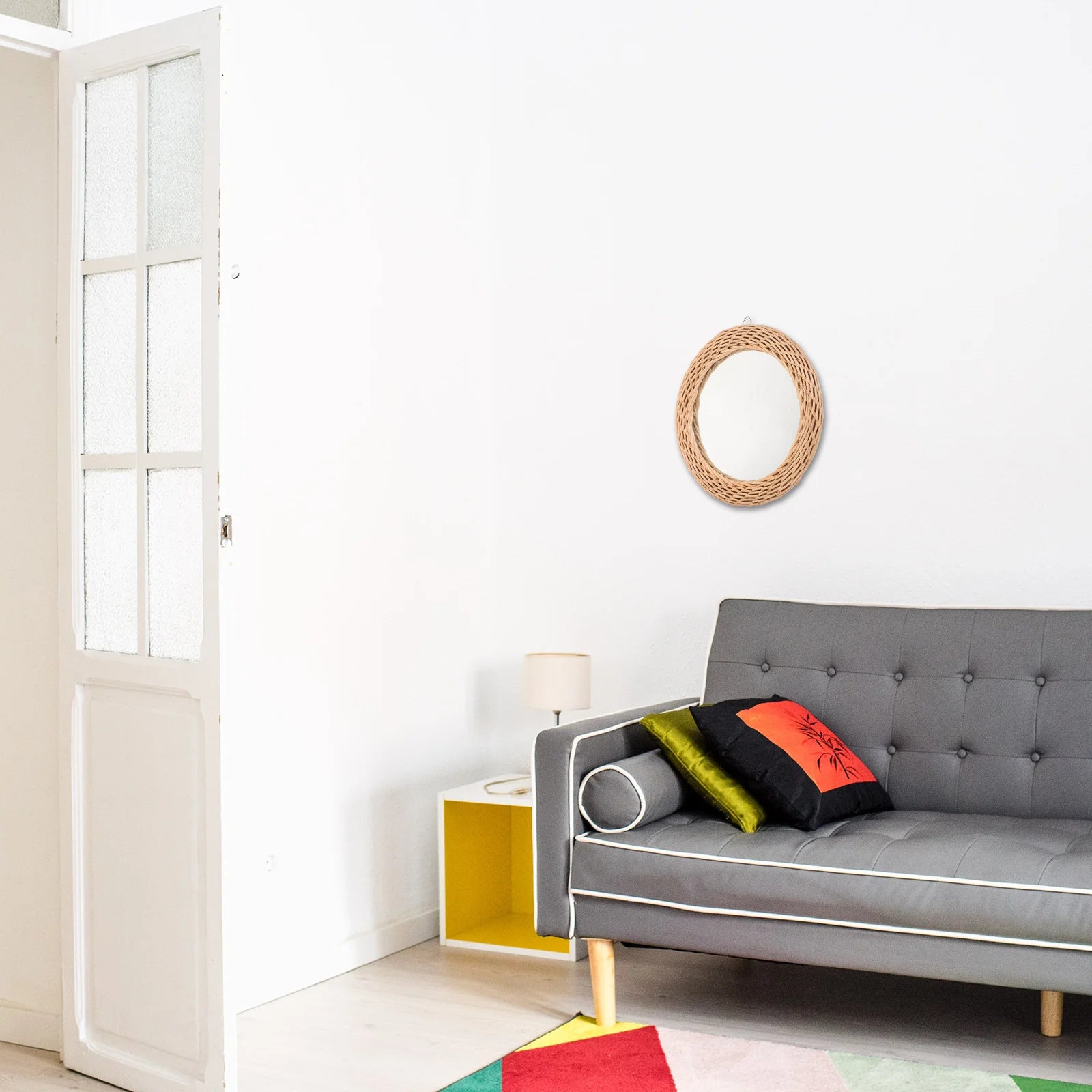 miroir en rotin tissé pour une décoration rustique élégante - vue 3 sur 7