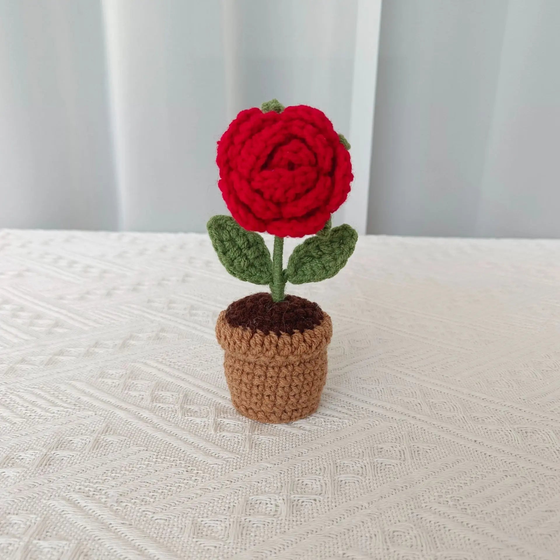 plante en pot tricotée à la main pour cadeau décoratif de saint valentin - vue 11 sur 19