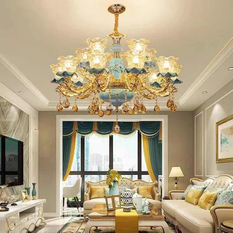 lustre rétro en céramique style européen pour intérieur - vue 6 sur 14