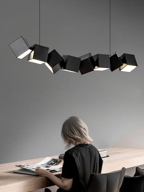lustre moderne simple nordique luxe longue barre suspension lampe - vue 2 sur 8