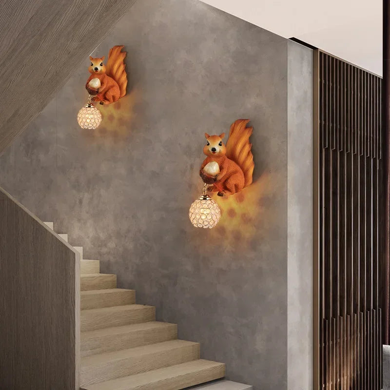 applique murale rétro écureuil style européen pour décoration intérieure - vue 4 sur 8