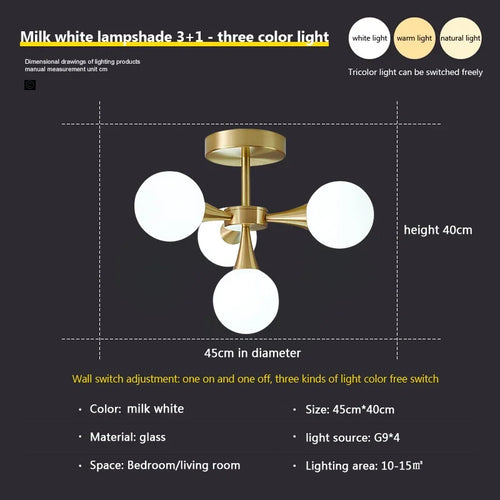 lustre nordique en verre blanc pour éclairage intérieur - vue 14 sur 23