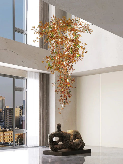 suspension moderne en ginkgo en verre personnalisée pour un éclairage élégant - vue 4 sur 16