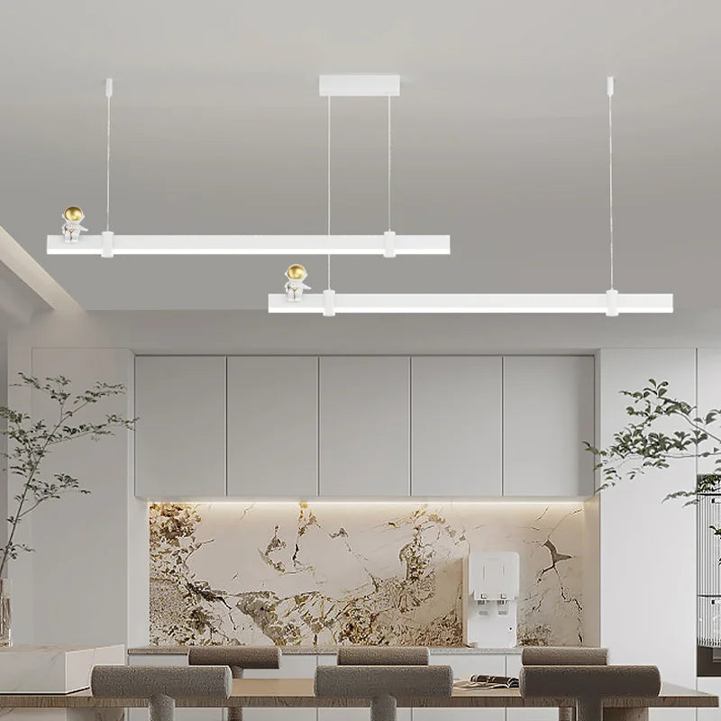 suspension led minimaliste moderne en acier brossé noir - vue 5 sur 12