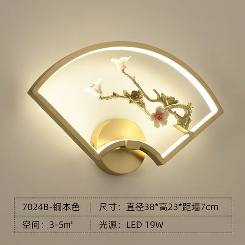 applique murale led traditionnelle chinoise en cuivre pour intérieur décoratif - vue 9 sur 10