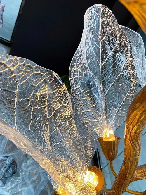 lustre moderne en métal avec design élégant et feuilles décoratives - vue 6 sur 14