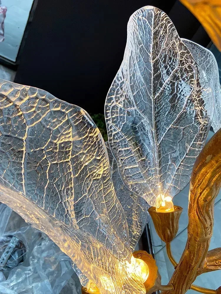 lustre moderne en métal avec design élégant et feuilles décoratives - vue 5 sur 14