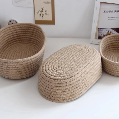 paniers de rangement en corde de coton nordique pour organisation - vue 6 sur 8