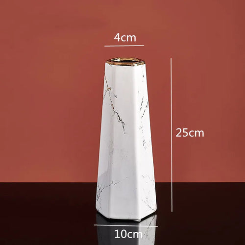 vase hexagonal en céramique pour arrangements floraux décoratifs - vue 12 sur 14