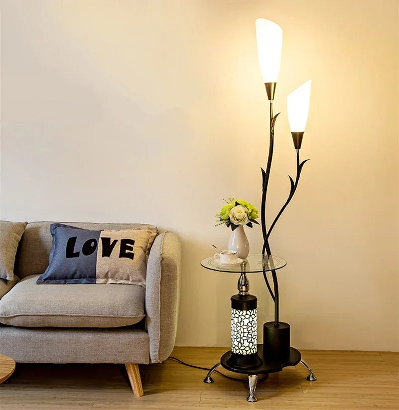lampadaire moderne avec table intégrée design nordique créatif - vue 9 sur 13